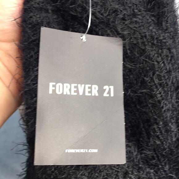 Forever 21 Sweater Womens Small Black Fuzzy Cowl Neck or Off The‎ Shoulder NWT - Picture 11 of 13